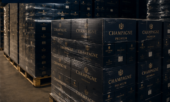Palletized champagne stock for champagne trading Europe